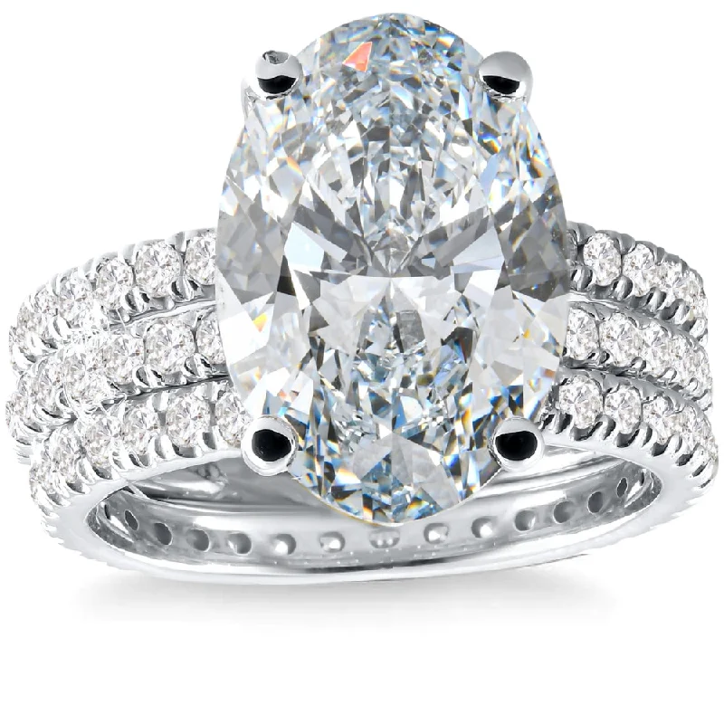 solitaire engagement rings -5 1/2Ct Oval Diamond Engagement Eternity Wedding Ring Set White Gold Lab Grown