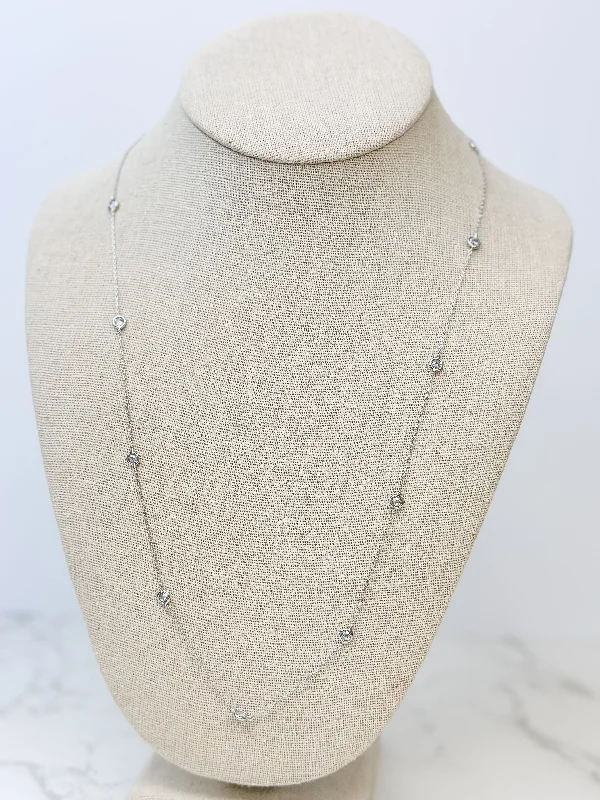 women gold necklaces -Sterling Silver Pave Station Necklace