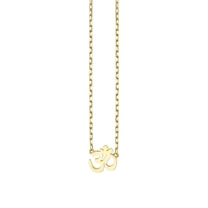 women heart-shaped pendant necklaces -Pure Gold Tiny Om Necklace