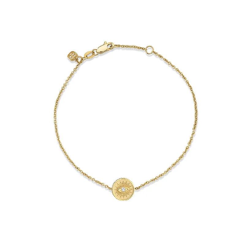 Gold & Diamond Marquise Eye Coin Bracelet