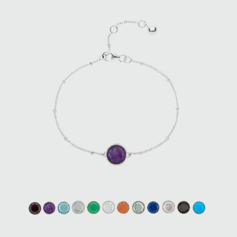 Barcelona Birthstone Sterling Silver Bracelet