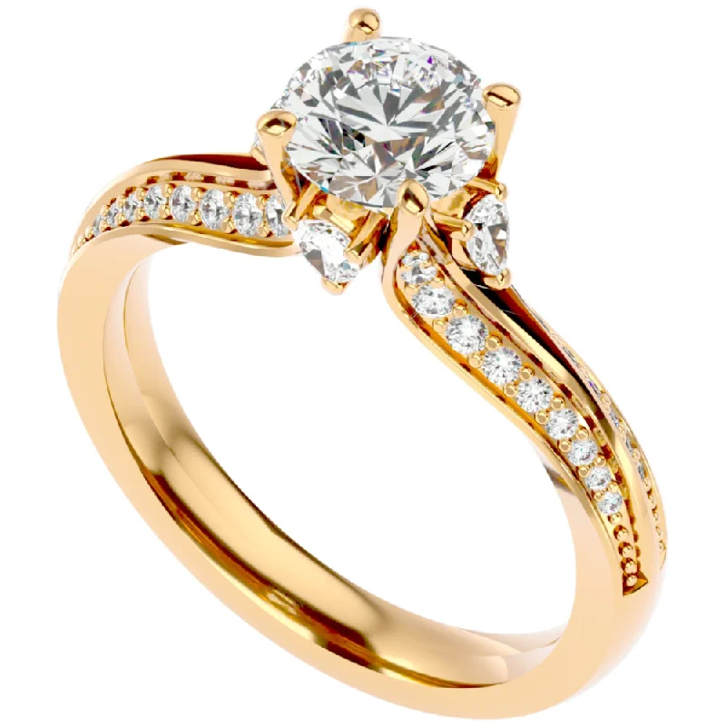 alternative engagement rings -1 1/3Ct Diamond & Moissanite Accent Engagement Ring in 10k Gold