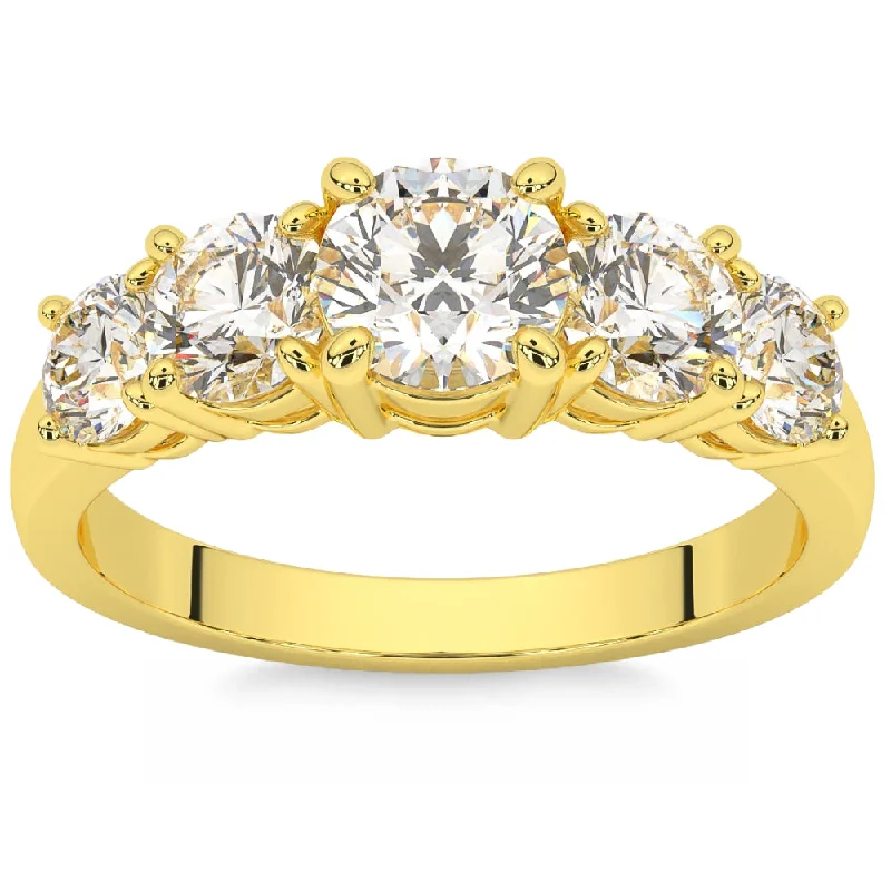 luxury engagement rings -2Ct Round Cut Diamond Five Stone Wedding Ring Anniversary Gold Band Lab Grown