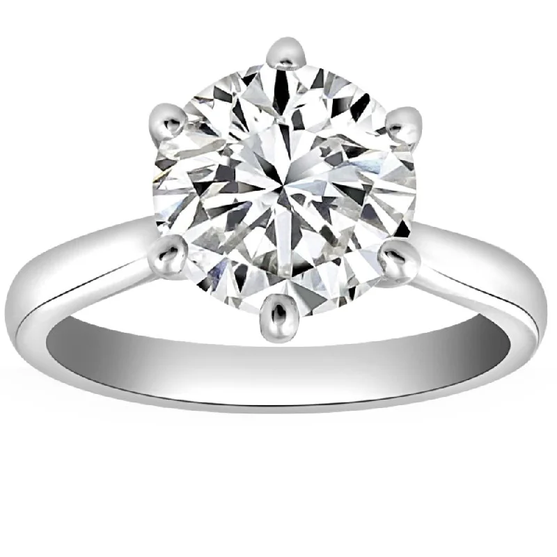 custom engraved engagement rings -VS 2 1/2CT Lab Grown Diamond 6-Prong Solitaire Engagement Ring 14k White Gold