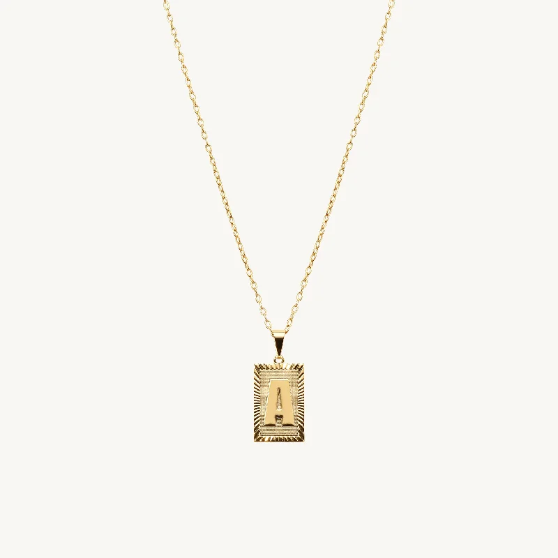 women drop necklaces -Alana Initials Plate Name Necklace