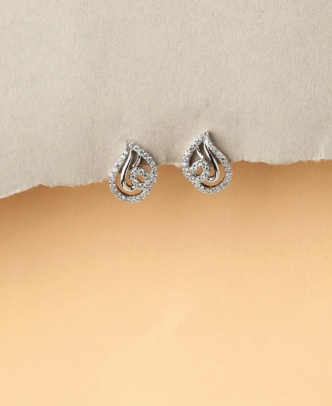 women colorful drop earrings -Graceful Silver Stud Earring