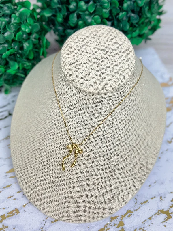 women pendant choker necklaces -Angelic Bow Necklace by Lauren Kenzie