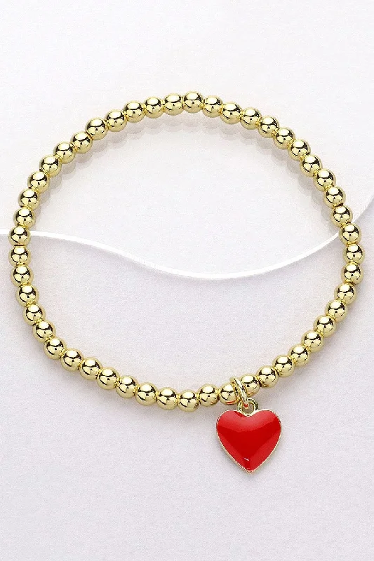 Stainless Steel Enamel Heart Stretch Bracelet