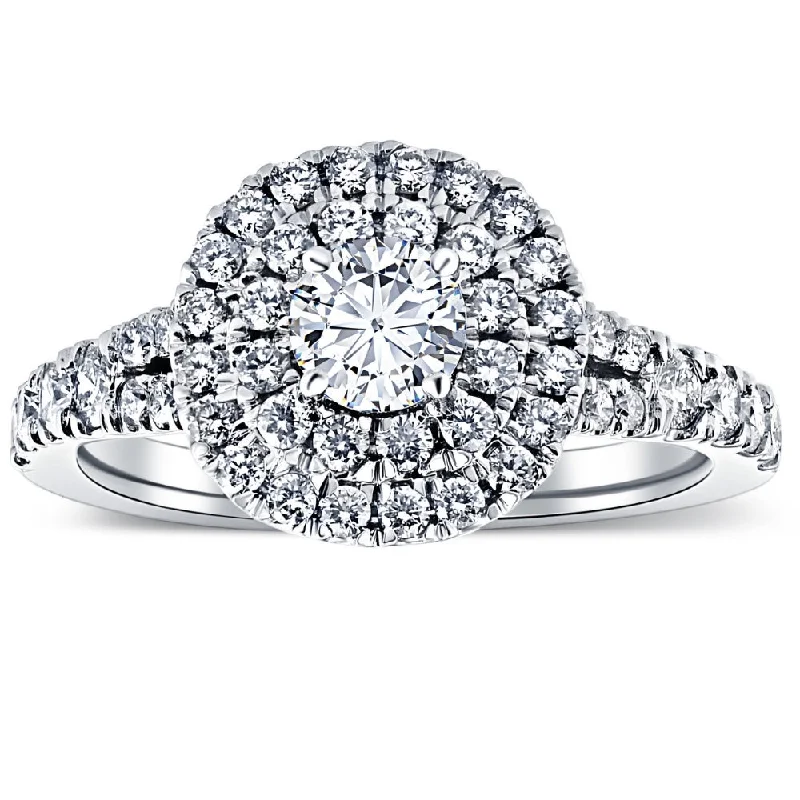 diamond halo engagement rings -1 Ct TW Diamond Cushion Halo Engagement Ring in White Gold