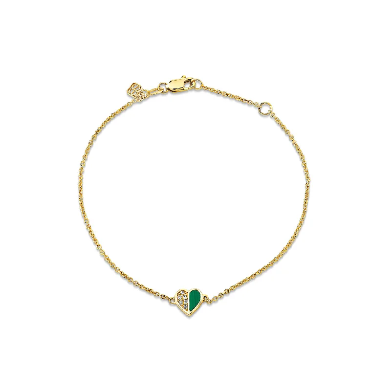 Gold & Diamond Baby Heart Stone Inlay Bracelet