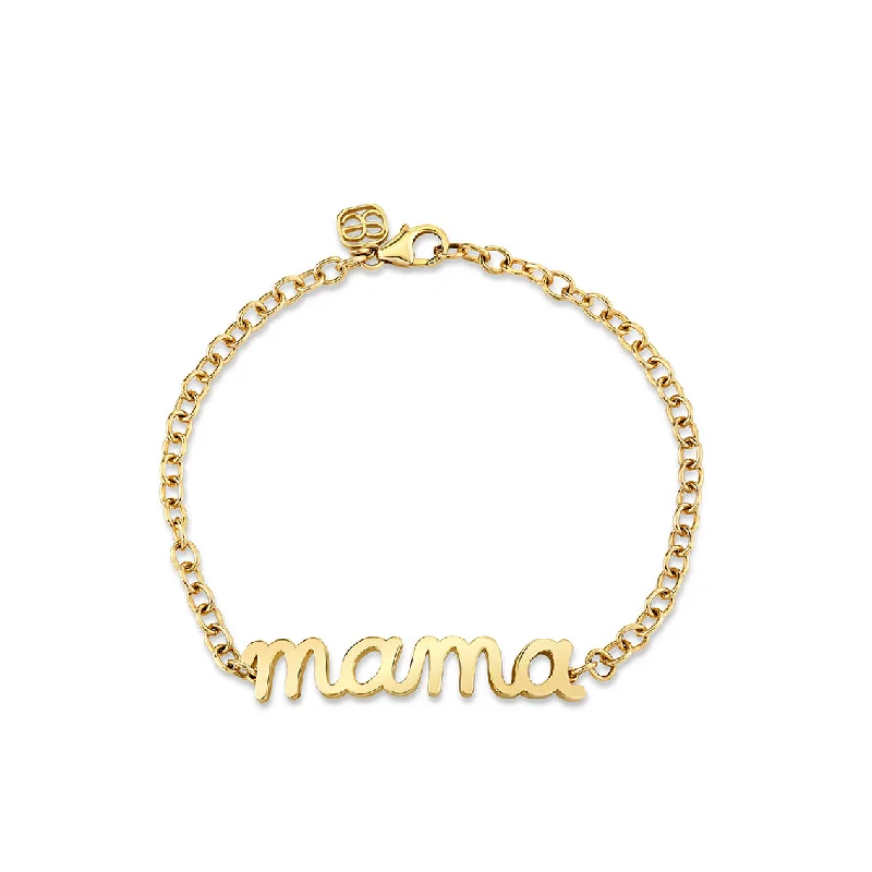 Pure Gold Large Mama Script Bracelet