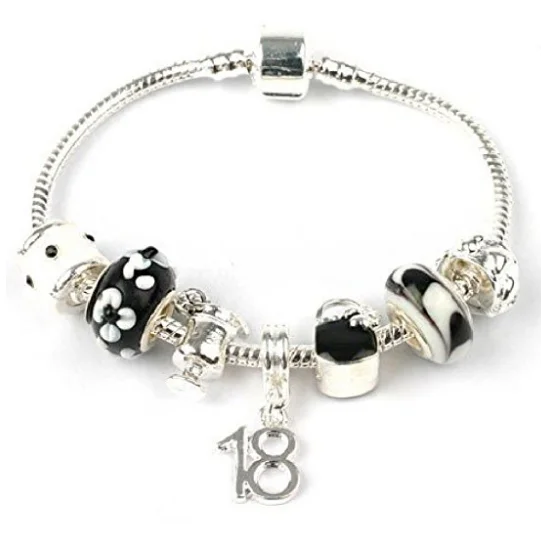 Teenager's 'Midnight Cocktails' Age 13/16/18 Silver Plated Charm Bead Bracelet