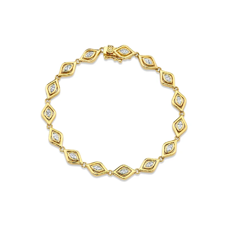 Gold & Diamond Floating Marquise Eye Eternity Bracelet