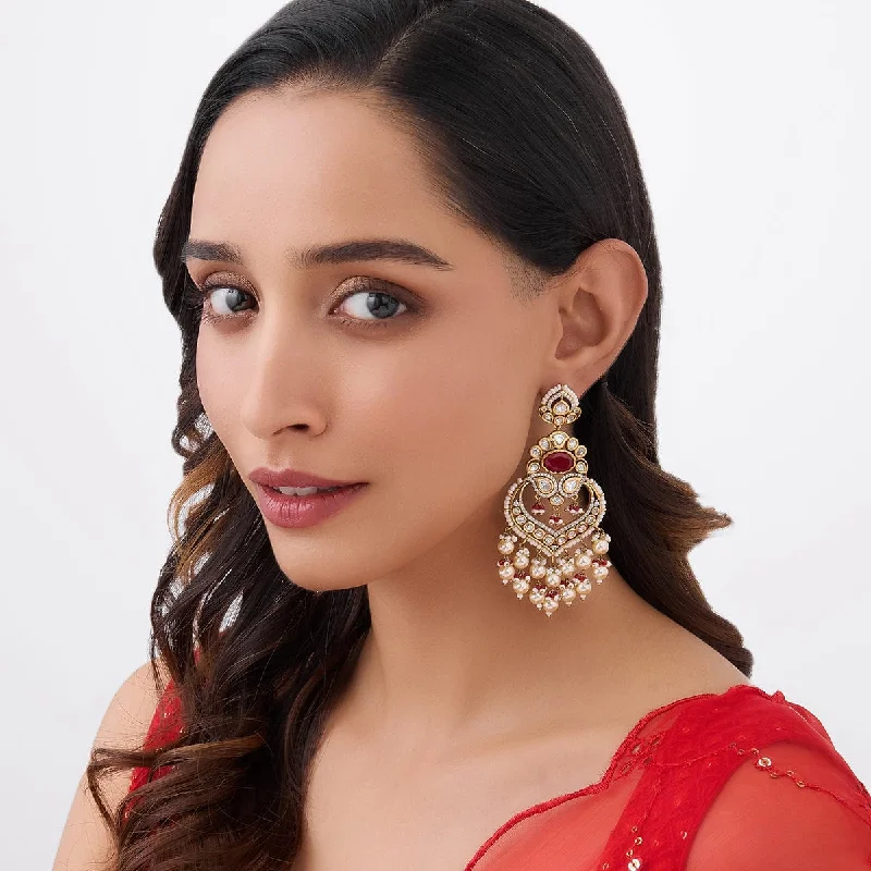 women chunky earrings -Kundan Earring 164028