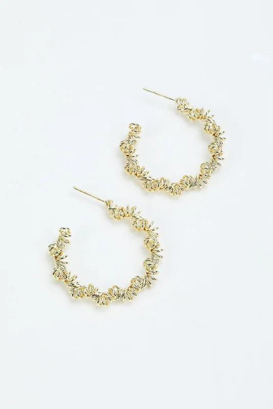 women oversized stud earrings -Gold Twist Open Hoop Earrings