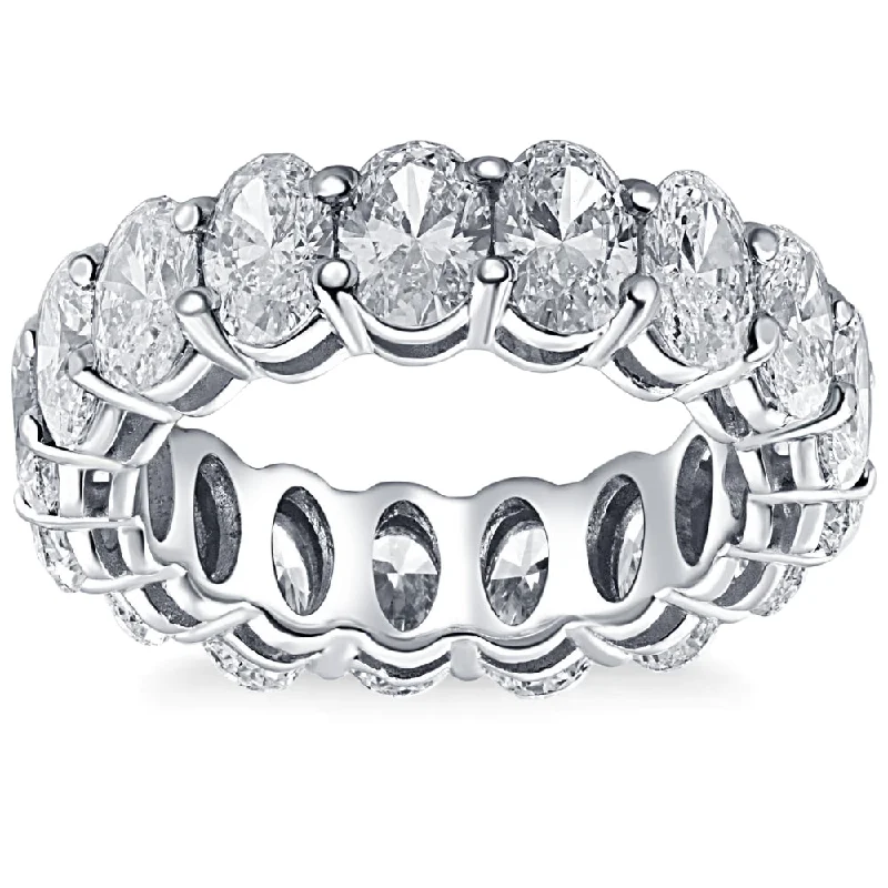 simple engagement rings with diamonds -6 Ct Oval Moissanite Eternity Ring Womens Wedding Band 10k White Gold