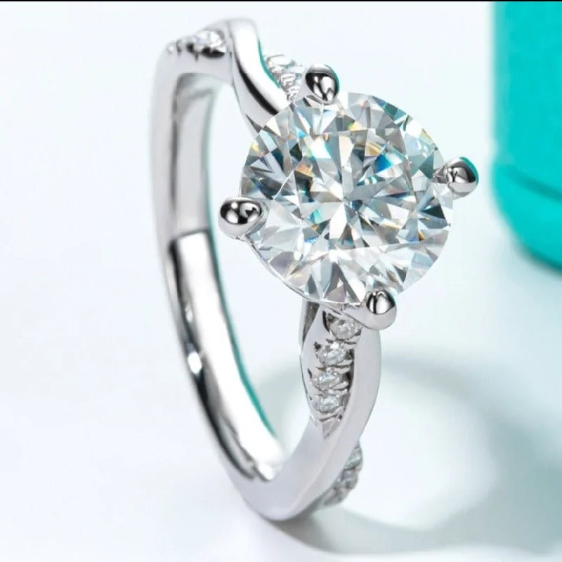 romantic engagement rings -3ct Round Cut Diamond Twist Band Engagement Ring