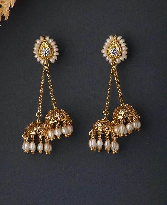 women birthstone earrings -Ethnic Pearl Hanging Earrings