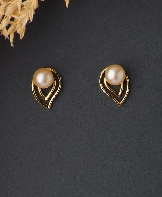 women large hoop earrings -Elegant Stud Pearl Earring