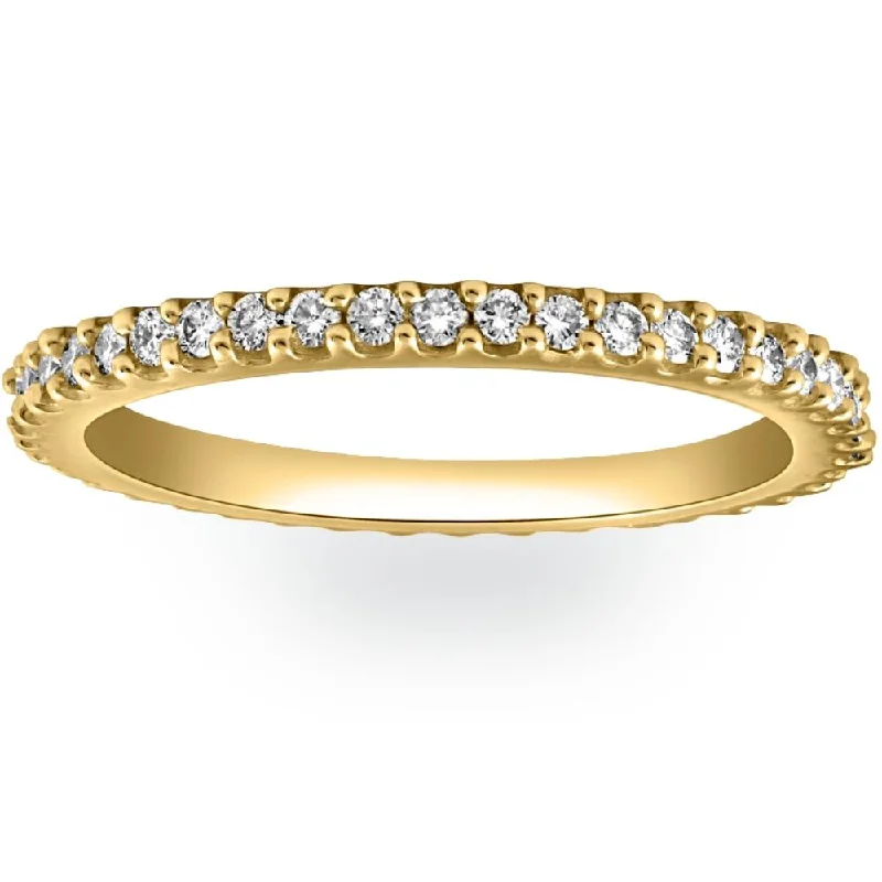 diamond engagement rings -1/2Ct Diamond Eternity Ring Prong Stackable Wedding Band 14k Yellow Gold