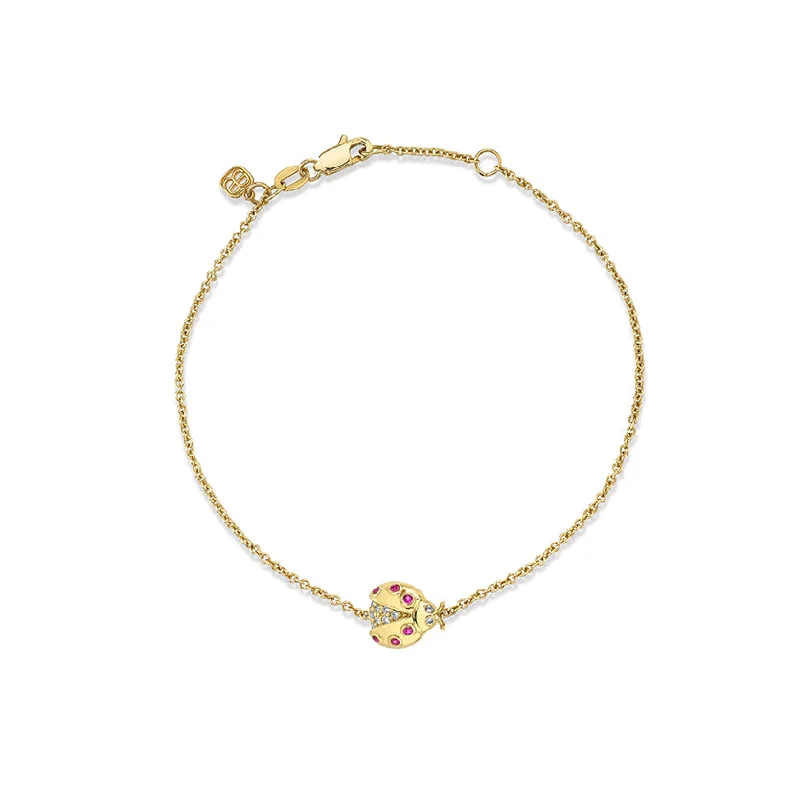 Gold & Diamond Ladybug Bracelet