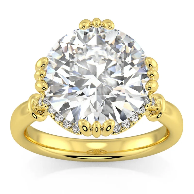 solitaire engagement rings -Certifed 5 1/2Ct Round Diamond Engagement Ring 14k Gold Lab Grown