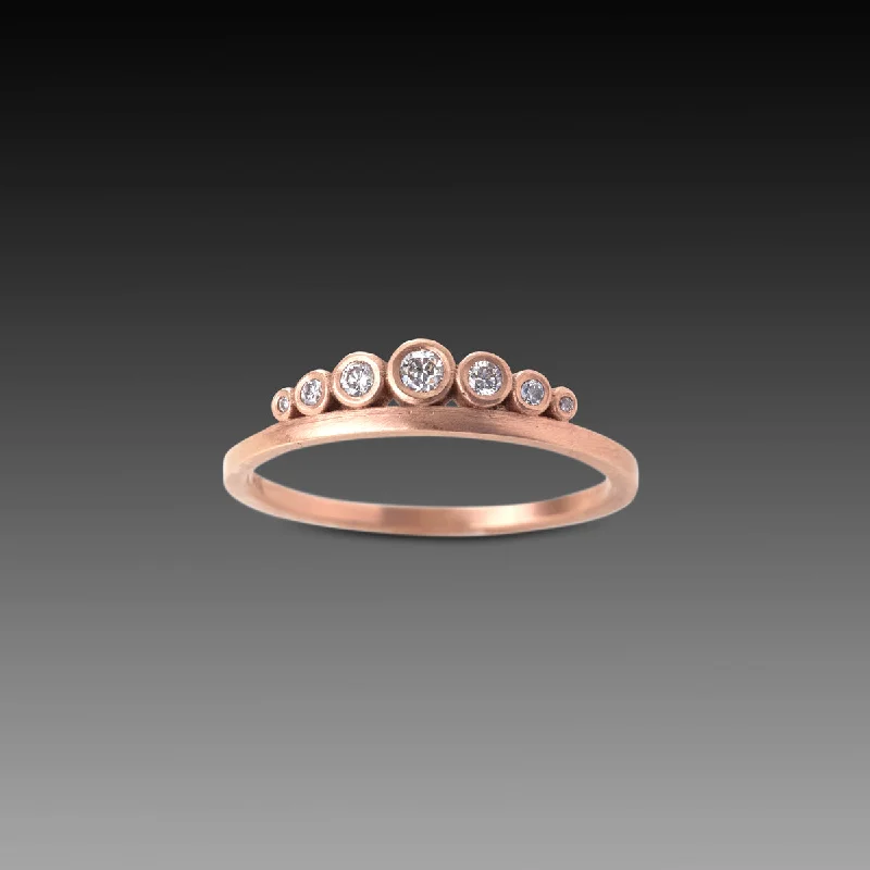 women fashion rings -Side Swell Band with Diamonds in Rose Gold