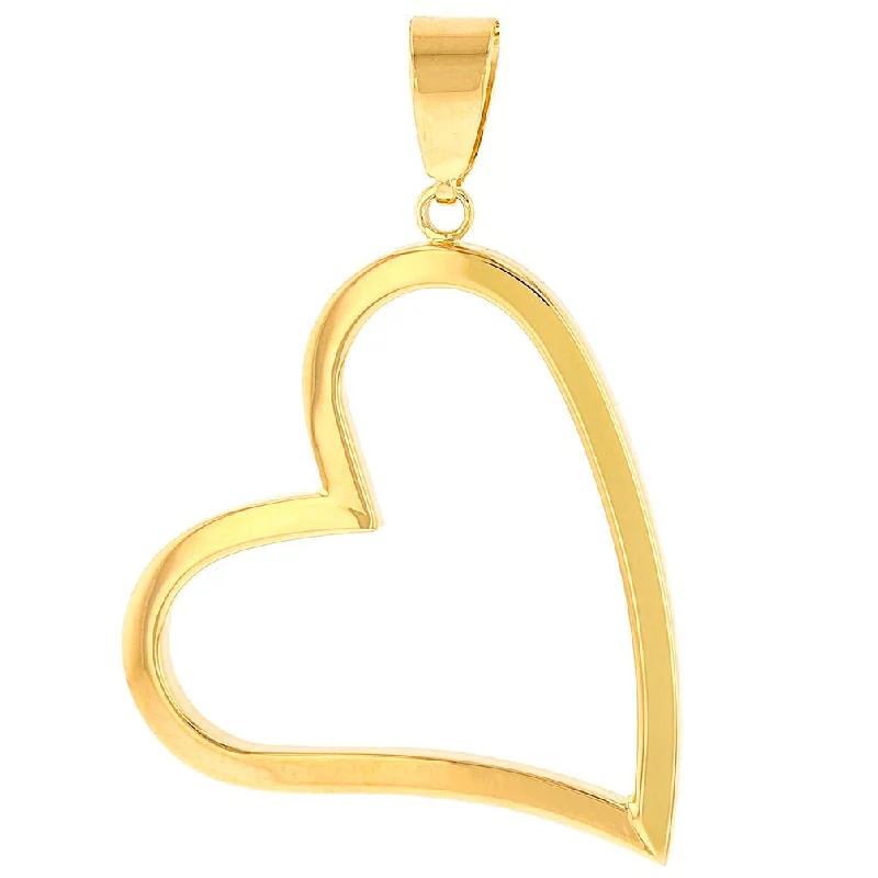 women designer gold necklaces -14K Yellow Gold Polished Sideways Heart Pendant