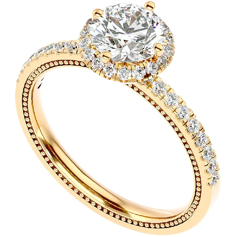 platinum solitaire engagement rings -1 1/3Ct Diamond & Moissanite Halo Engagement Ring in 10k Gold