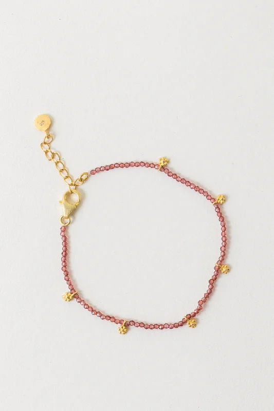 Garnet Gold Charm Bracelet | Manjusha Jewels