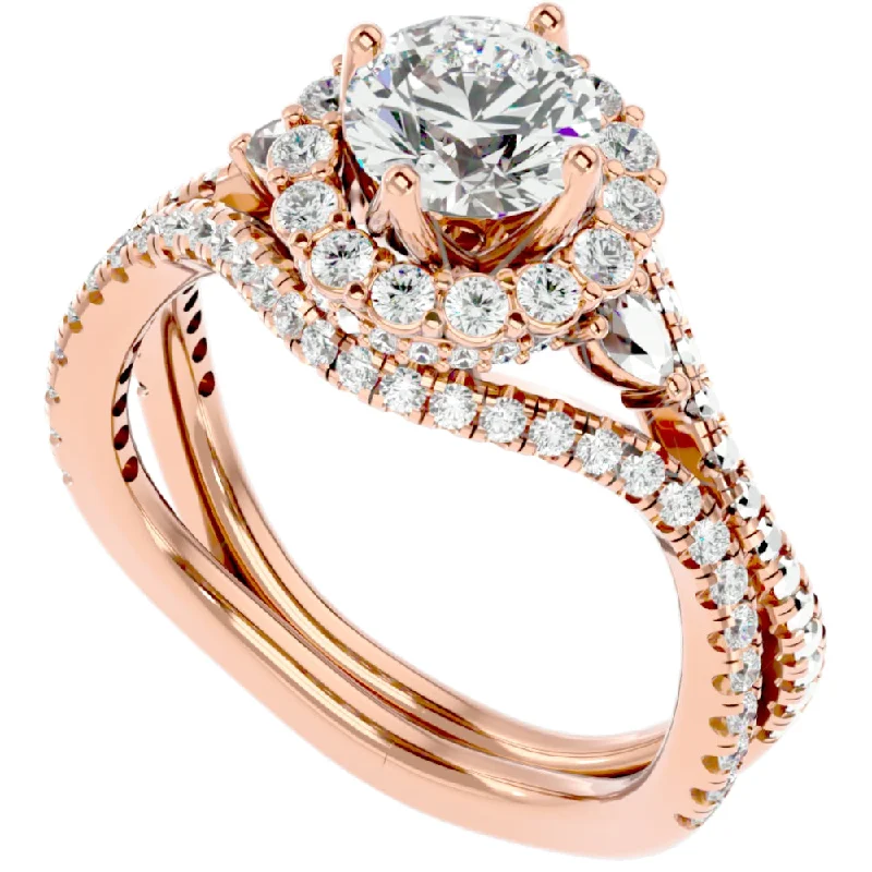 luxury diamond engagement rings -1 3/4Ct Diamond & Moissanite Halo Engagement Ring in 10k Gold