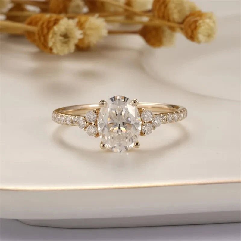 custom engraved engagement rings -18k Yellow Gold 1.5 Ct Oval Cut Diamond Engagement Ring