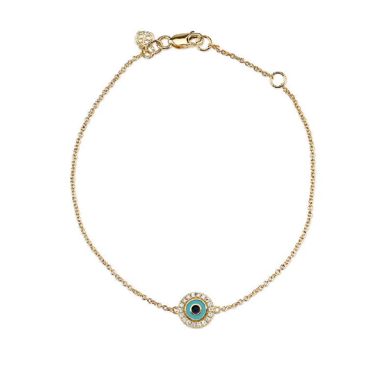 Gold & Diamond Small Enamel Eye Bracelet