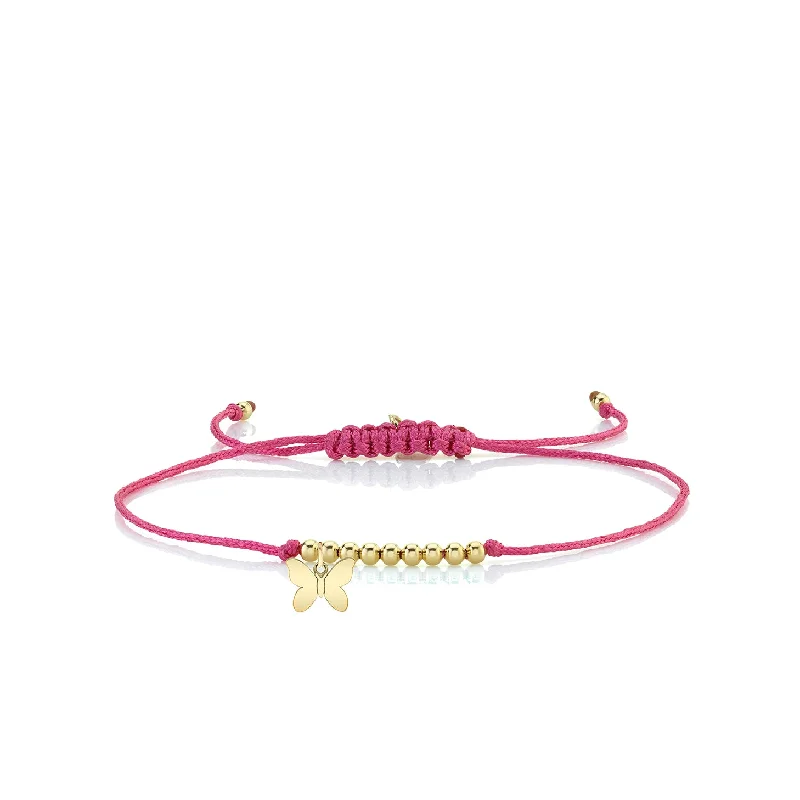 Pure Gold Tiny Butterfly Cord Bracelet