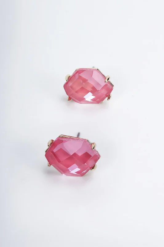 women luxury stud earrings -Pink Crystal Stud Earrings