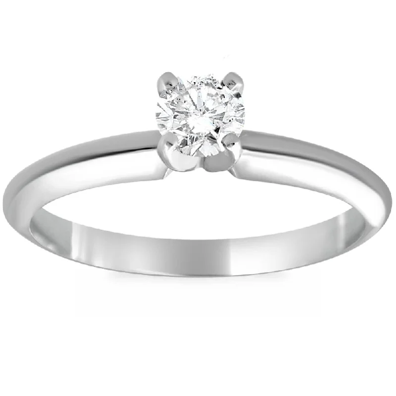 yellow diamond engagement rings -1/4Ct Solitaire Round Cut Diamond Platinum Engagement Ring