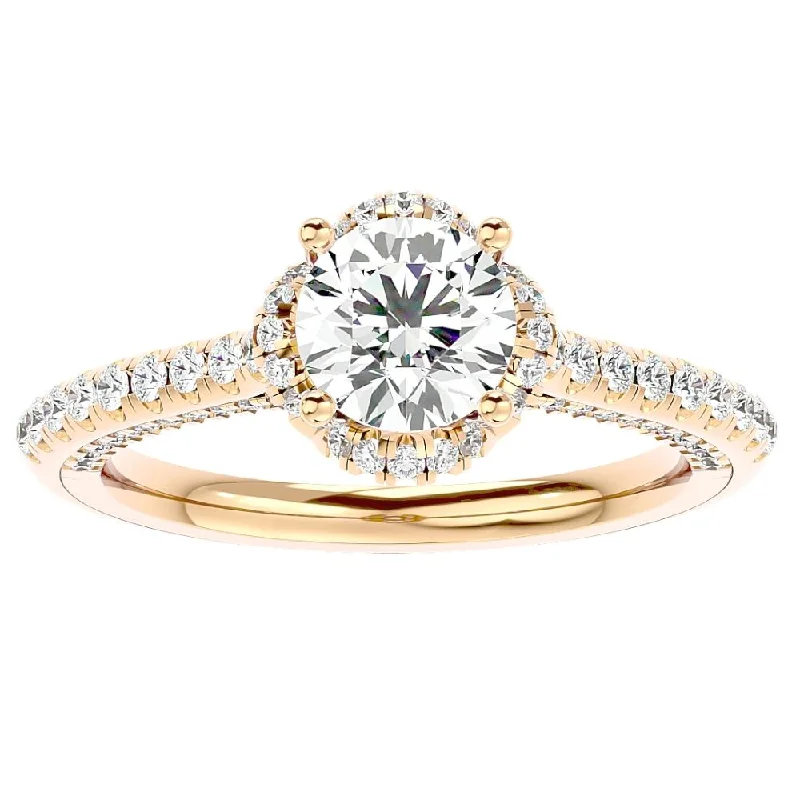 unique engagement rings -1 1/2Ct Moissanite & Diamond pave Engagement Ring White Yellow Rose Gold