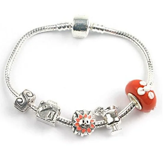 Teenager's 'Holiday Romance' Silver Plated Charm Bead Bracelet