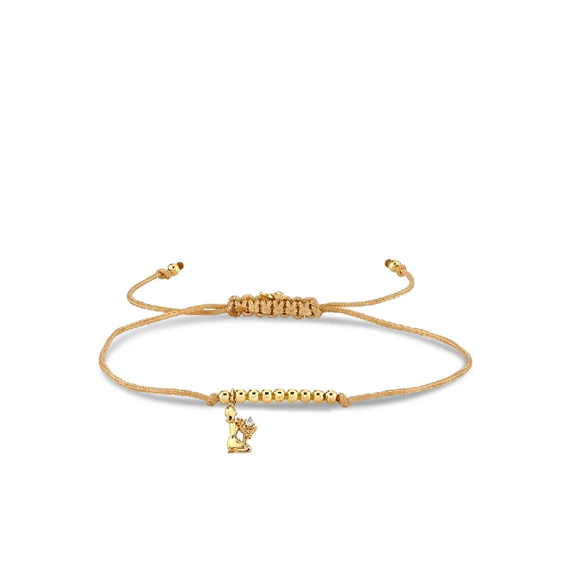 Gold & Diamond Tiny Virgo Zodiac Cord Bracelet